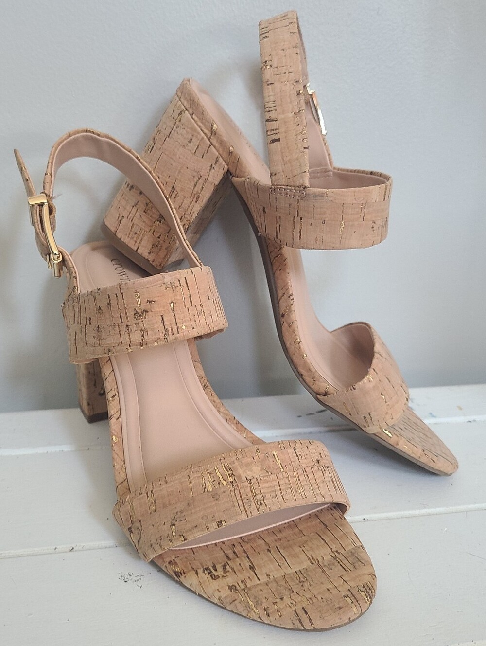 Crown & Ivy Raven H Band Platform Cork Sandals Womens Size 9M